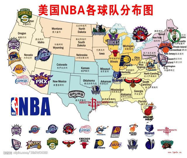 2016nba球队分布图 NBA球队分布图(4)