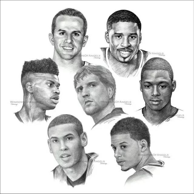 nba球队素描图 NBA30支球队集体素描画(1)