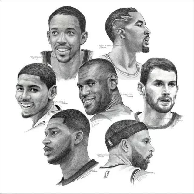 nba球队素描图 NBA30支球队集体素描画(2)