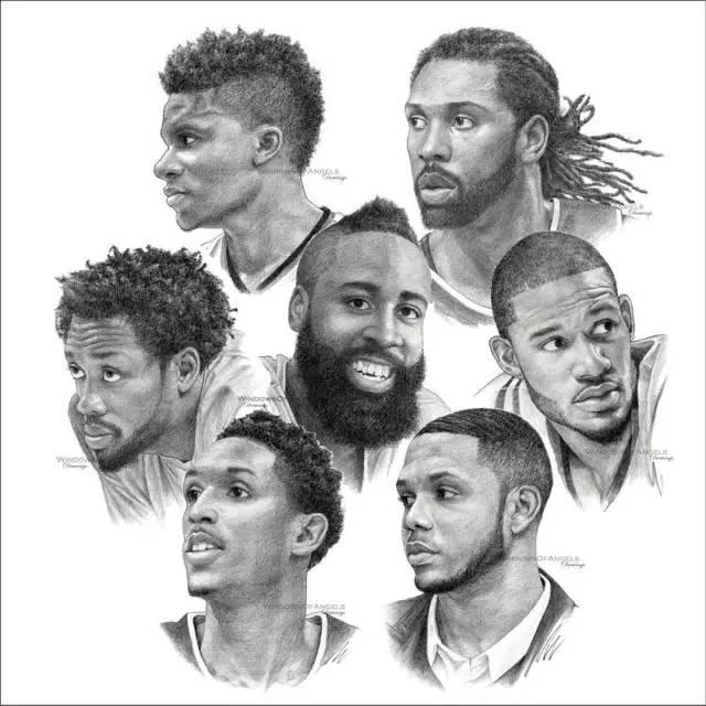 nba球队素描图 NBA30支球队集体素描画(4)