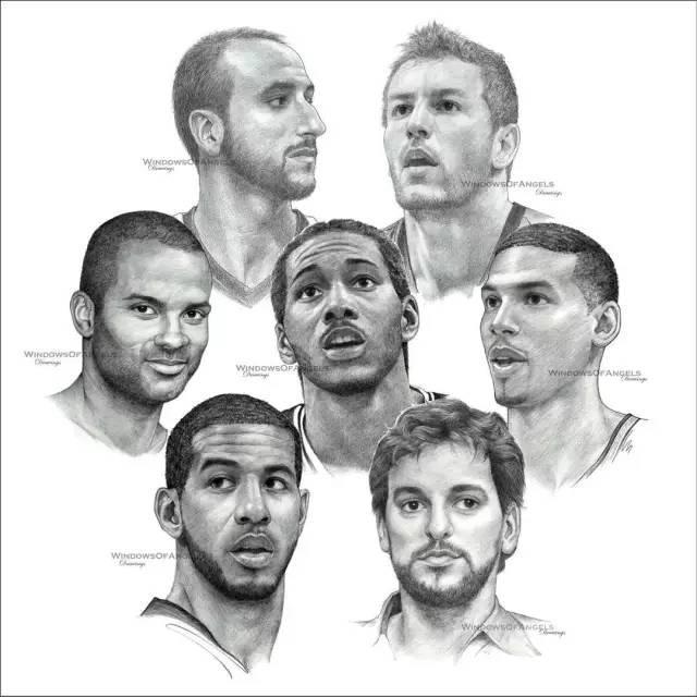 nba球队素描图 NBA30支球队集体素描画(6)