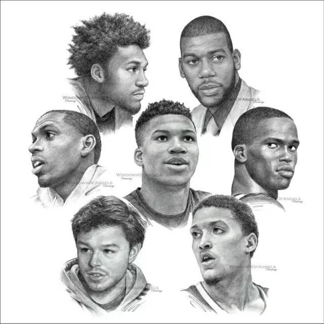 nba球队素描图 NBA30支球队集体素描画(8)
