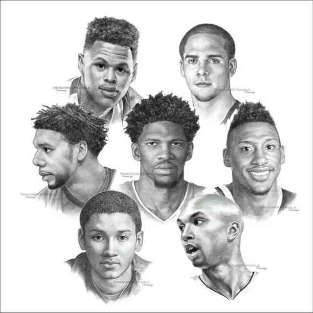 nba球队素描图 NBA30支球队集体素描画(10)