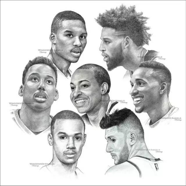 nba球队素描图 NBA30支球队集体素描画(11)