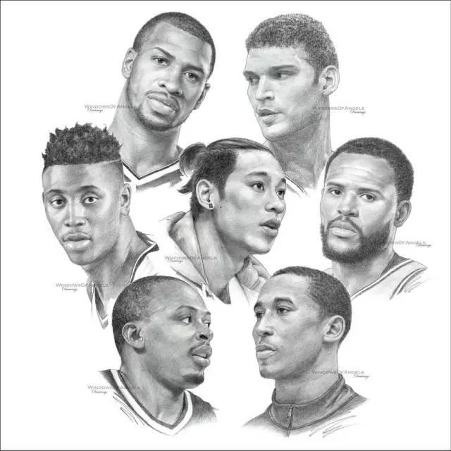 nba球队素描图 NBA30支球队集体素描画(12)