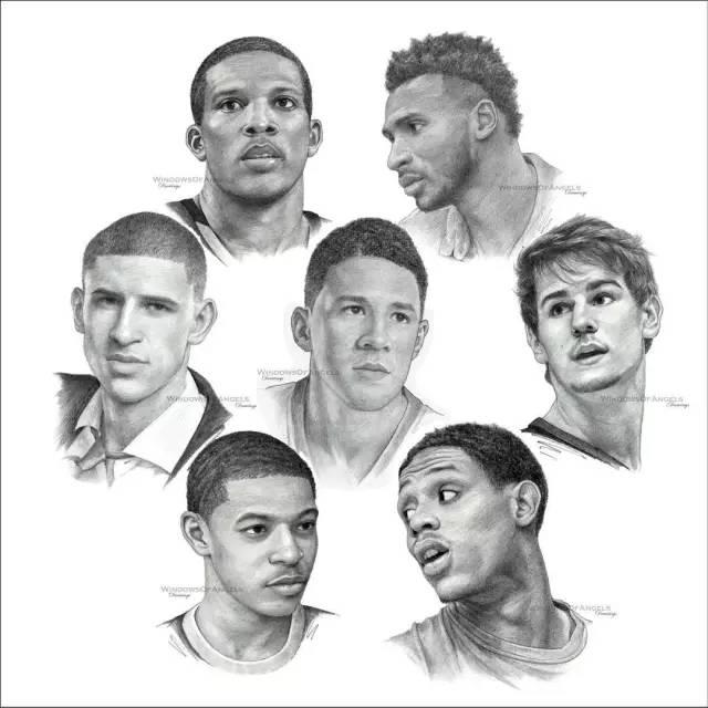 nba球队素描图 NBA30支球队集体素描画(14)