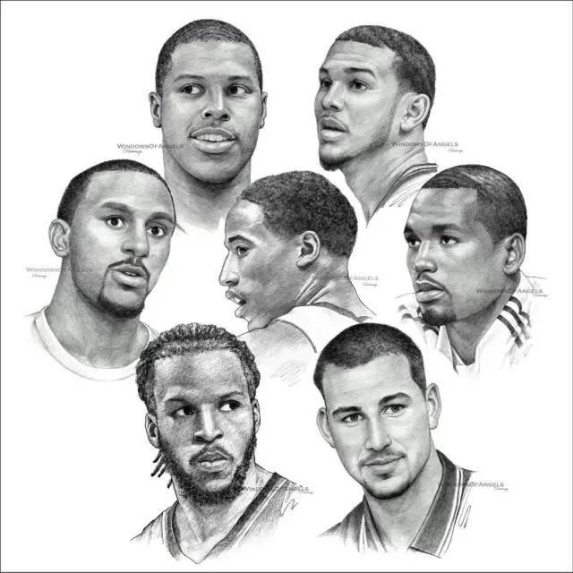 nba球队素描图 NBA30支球队集体素描画(18)