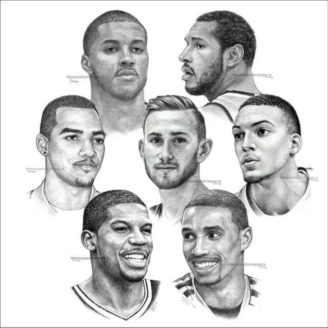 nba球队素描图 NBA30支球队集体素描画(20)