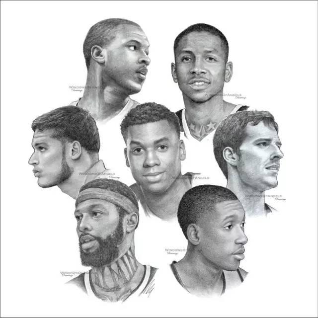 nba球队素描图 NBA30支球队集体素描画(21)