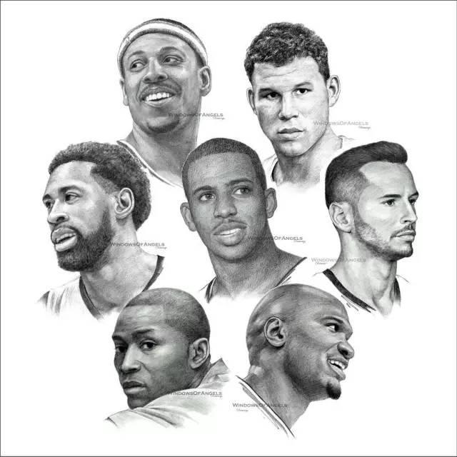 nba球队素描图 NBA30支球队集体素描画(23)