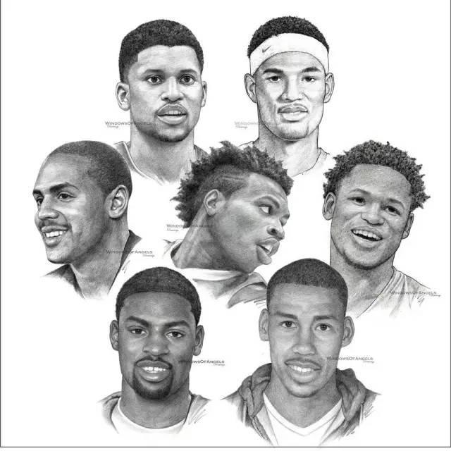 nba球队素描图 NBA30支球队集体素描画(24)