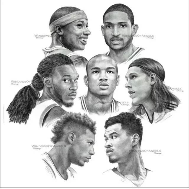 nba球队素描图 NBA30支球队集体素描画(25)