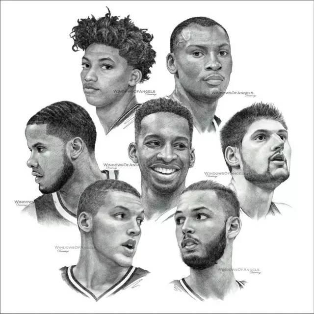 nba球队素描图 NBA30支球队集体素描画(29)