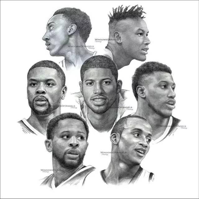 nba球队素描图 NBA30支球队集体素描画(30)