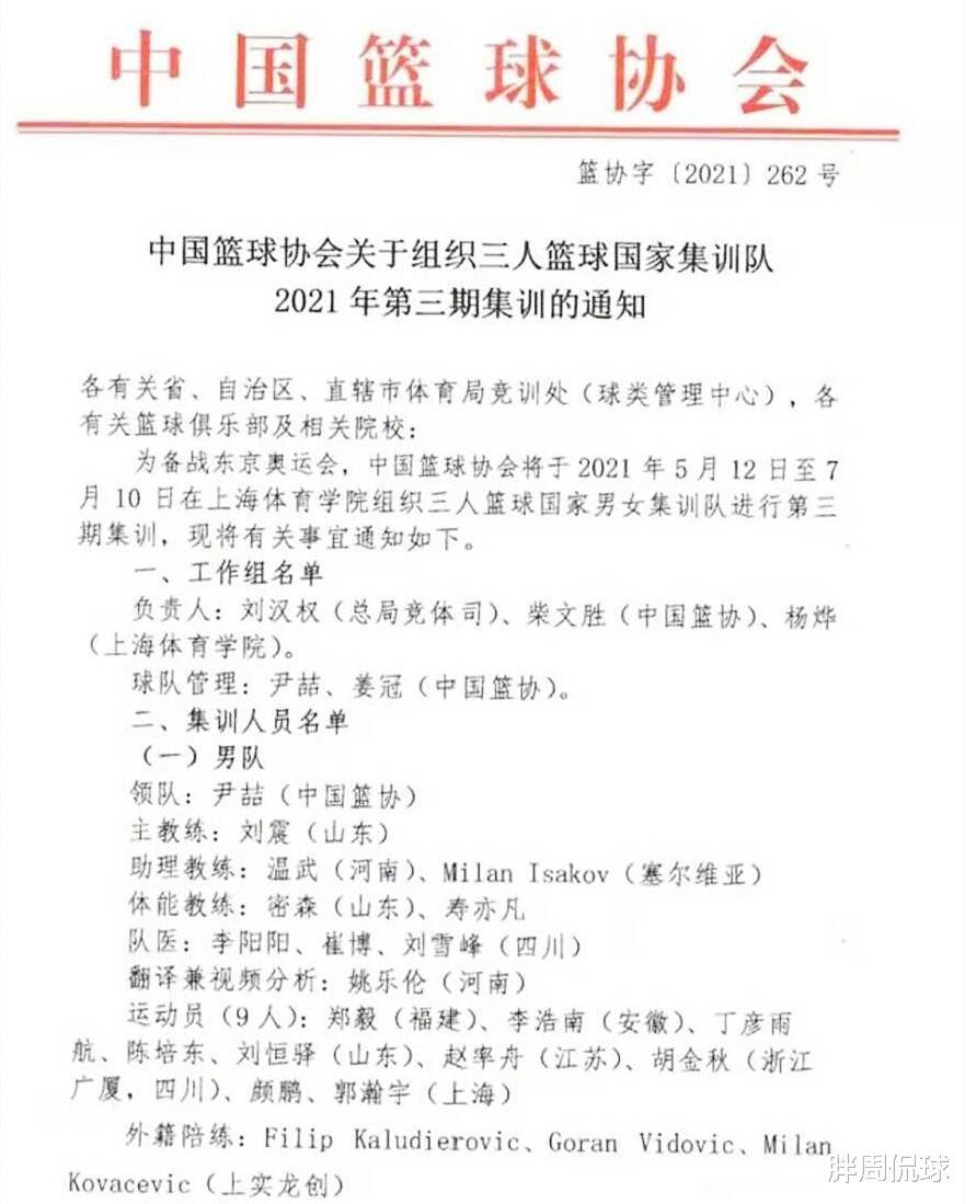中国男篮集训名单出炉，丁彦雨航、胡金秋入围，或正式亮剑奥运会(1)
