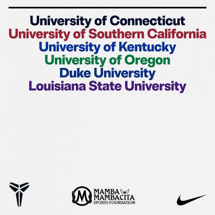 曼巴&曼巴奇塔体育基金会与6所大学合作 资助科比与Gigi系列球鞋(2)