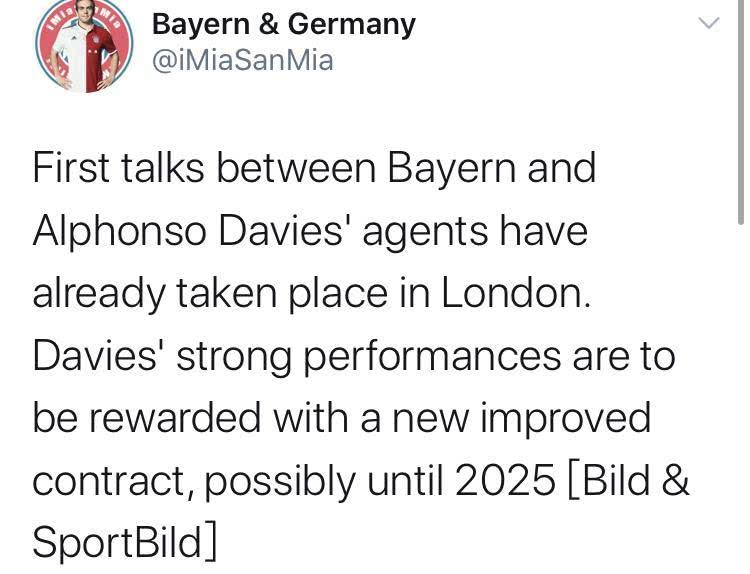 宝藏男孩！德媒：拜仁计划与戴维斯续约至2025(1)