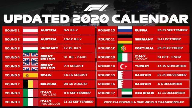 2020赛季F1中国大奖赛正式取消 土耳其站重返赛历(1)