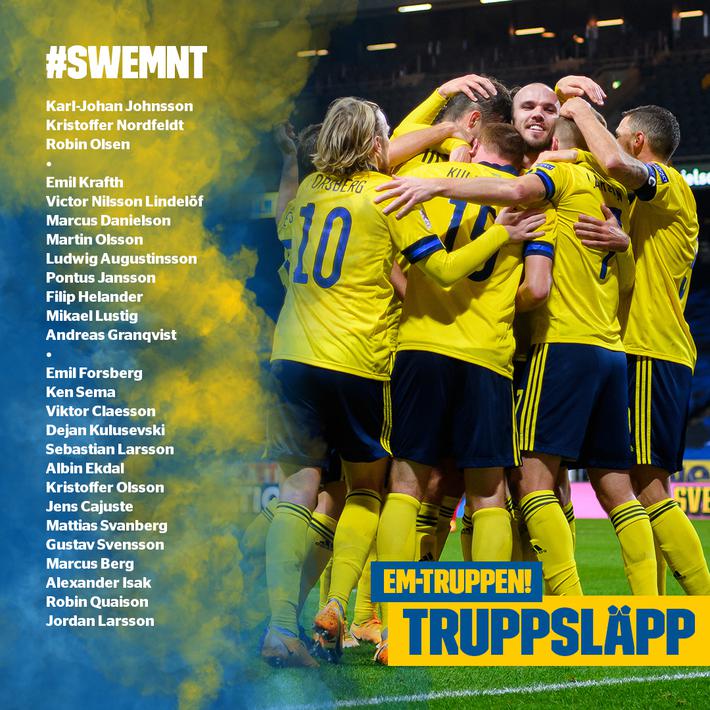 瑞典欧洲杯大名单：中超两将入选，伊布因伤缺席(1)