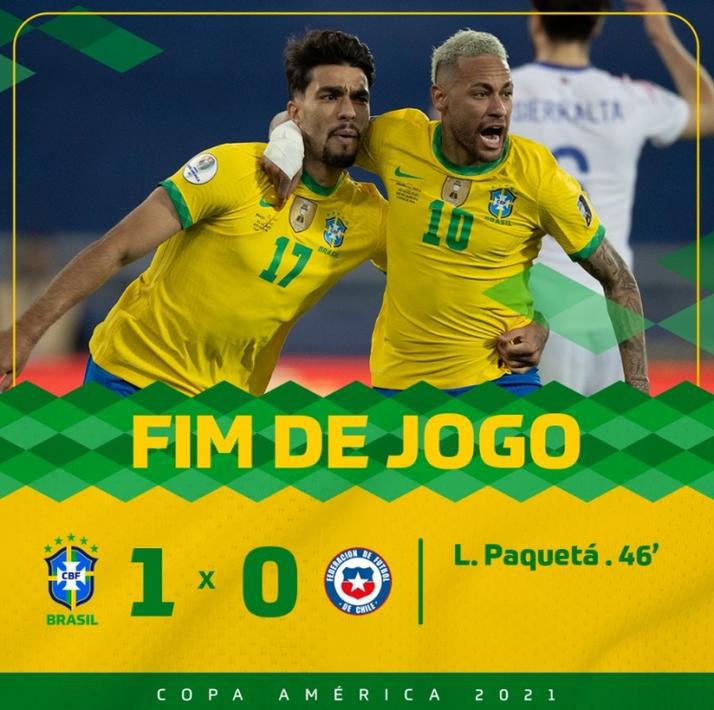 帕奎塔替补破门，十人巴西1-0智利挺进4强(1)