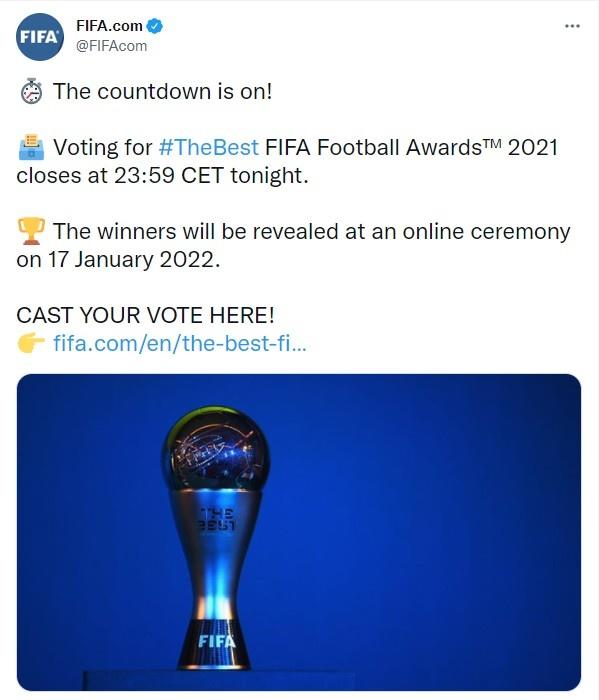 官方：世界足球先生投票北京时间明晨6：59截止(1)