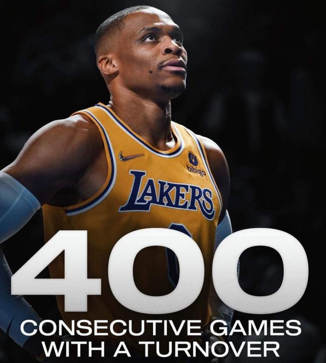 热议！威少连续400场比赛出现失误，尴尬纪录排名NBA历史第一(1)
