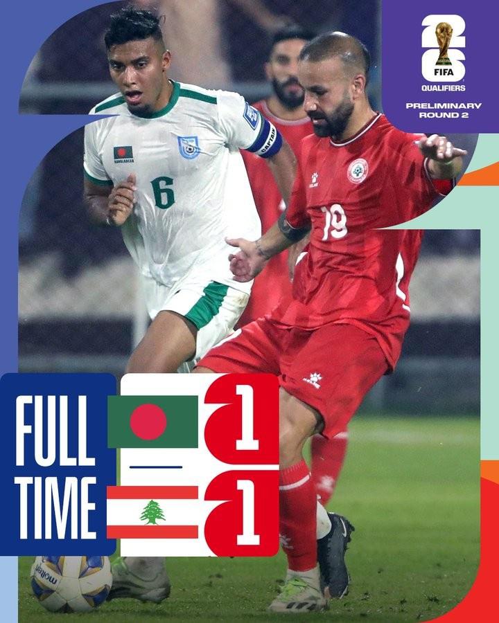 世亚预-国足亚洲杯对手黎巴嫩连续战平巴勒斯坦&孟加拉国(1)